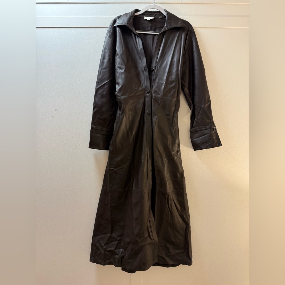 Vince Brown 100% Leather Long Coat